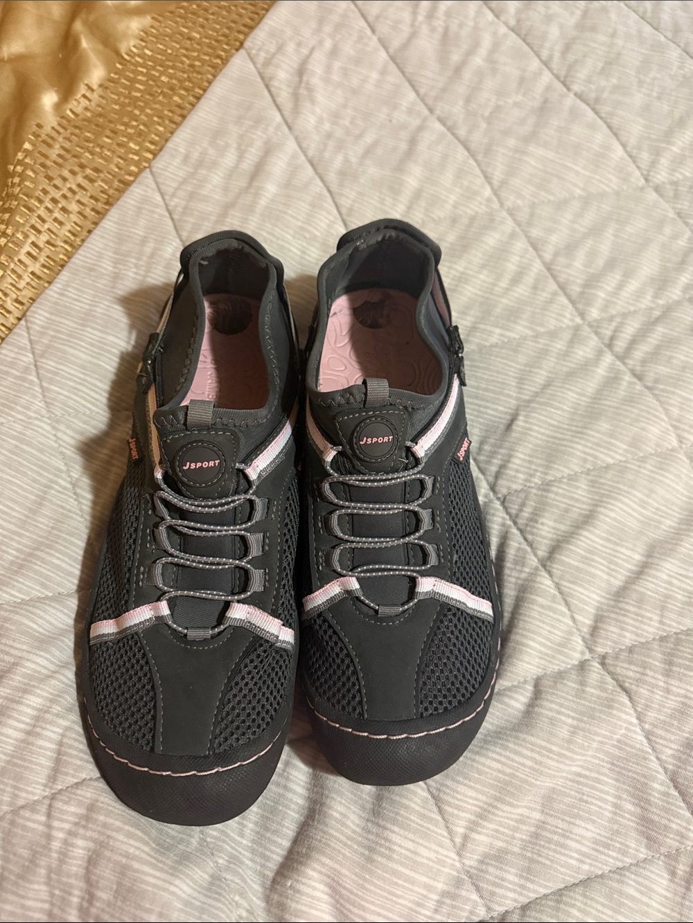 J/Sport Women's Black & Pink Water-Ready Slip-On Sneakers size 8.5